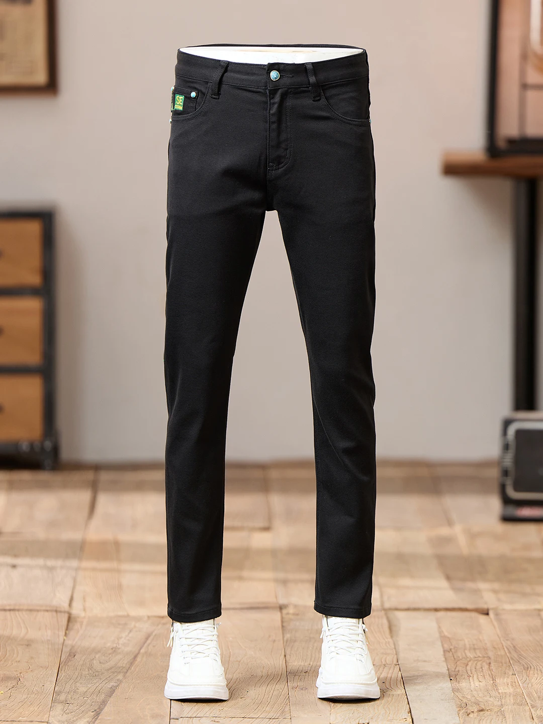 

Мужские джинсы Bla Waed Slim Fit: модные, повседневные, весенне-осенние, хлопковые, эластичные, в корейском стиле, Haome, с эффектом потертости, длинные