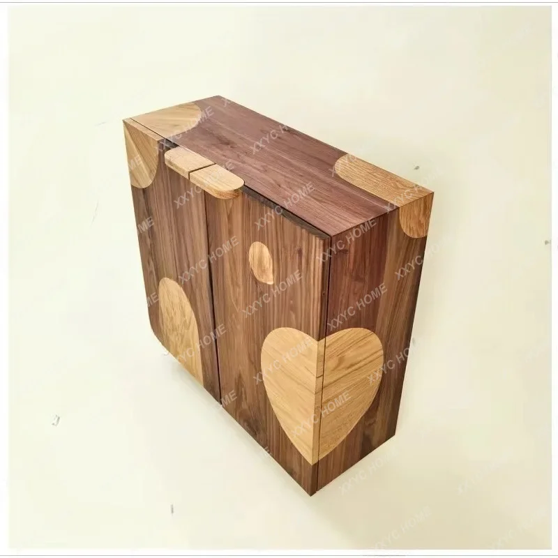 XX creative solid wood antique cabinet geometric log color cabinet side cabinet