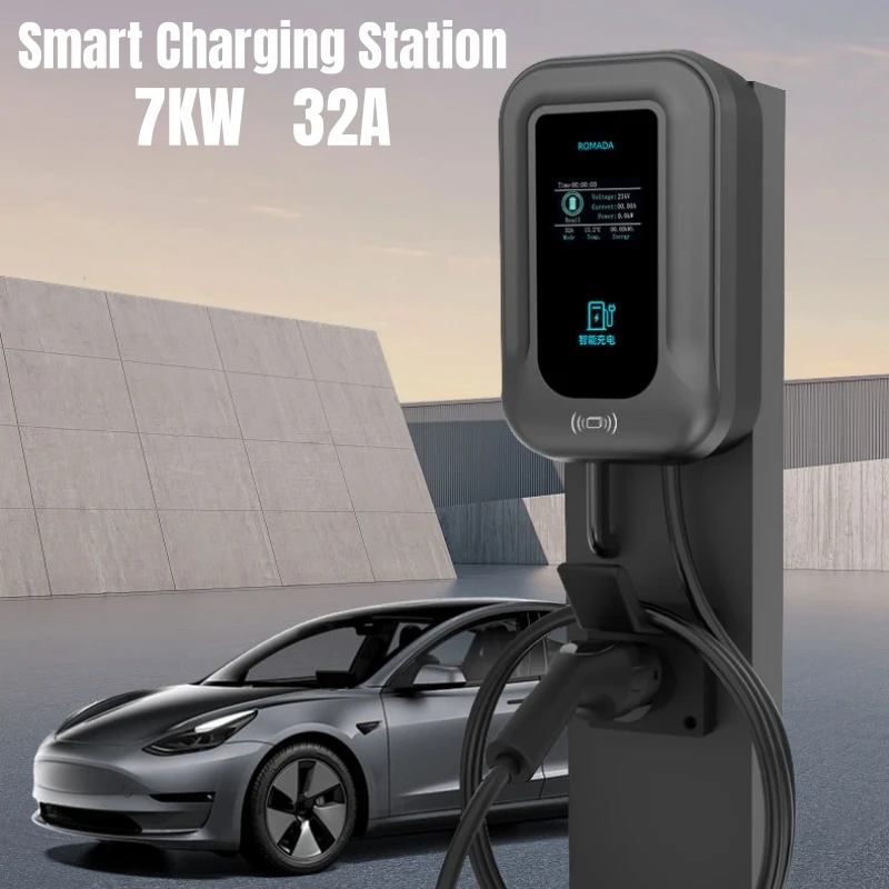 EV Charger Type 1 EVSE Wallbox 32A 7KW 1Phase SAE J1772 Electric Vehicle Charging with Card APP Control for Electric Car