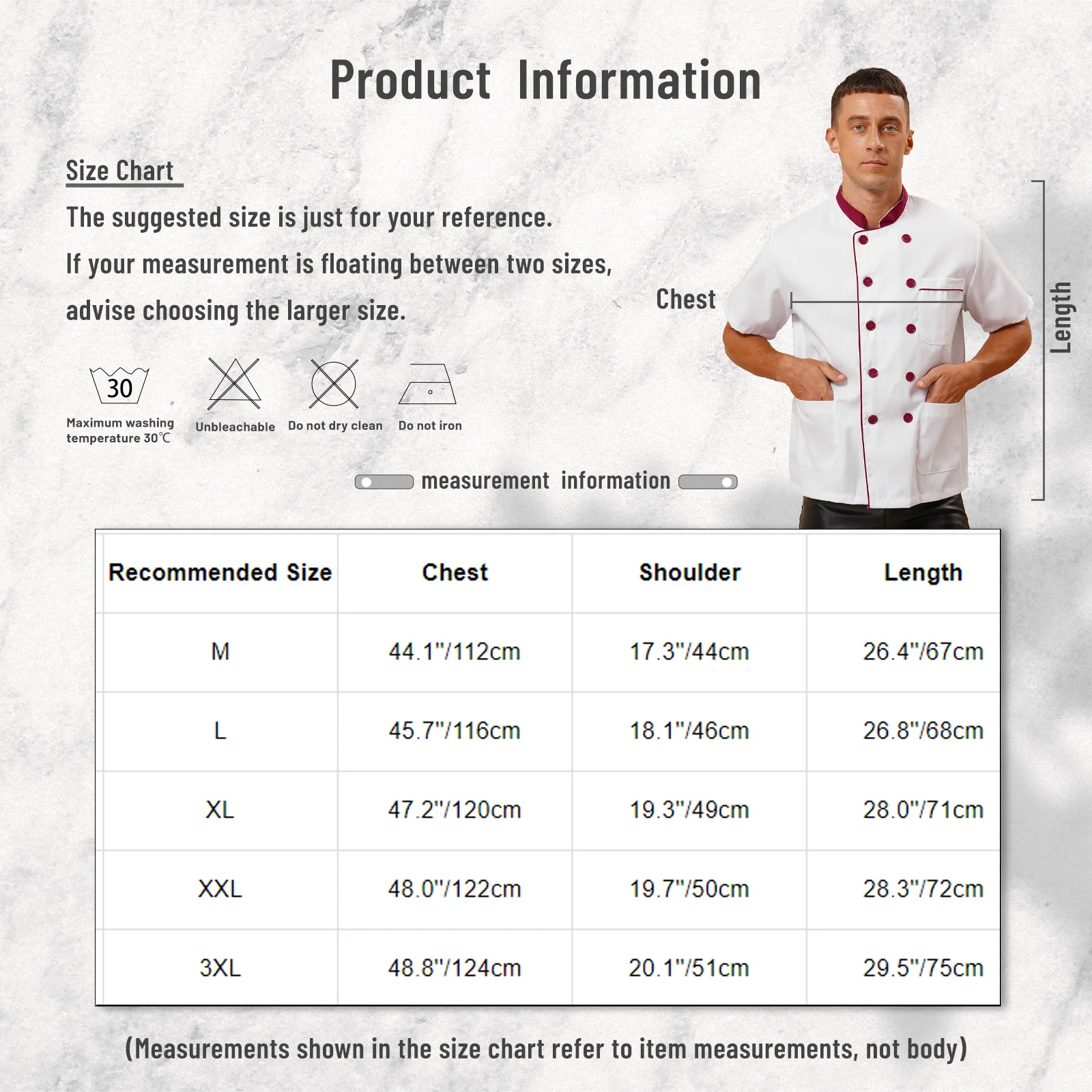 Mens Womens Chef Jacket Short Sleeve Double-Breasted Cooking Coat Kitchen Restaurant Uniform Tops with Pockets for Food Service