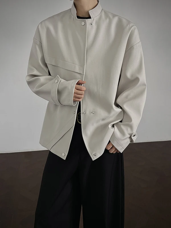 

New Chinese Sle Loose Fit Stand Collar Jaet Men Women Casual Faion Autumn Outerwear Button down Coat Youth Trend