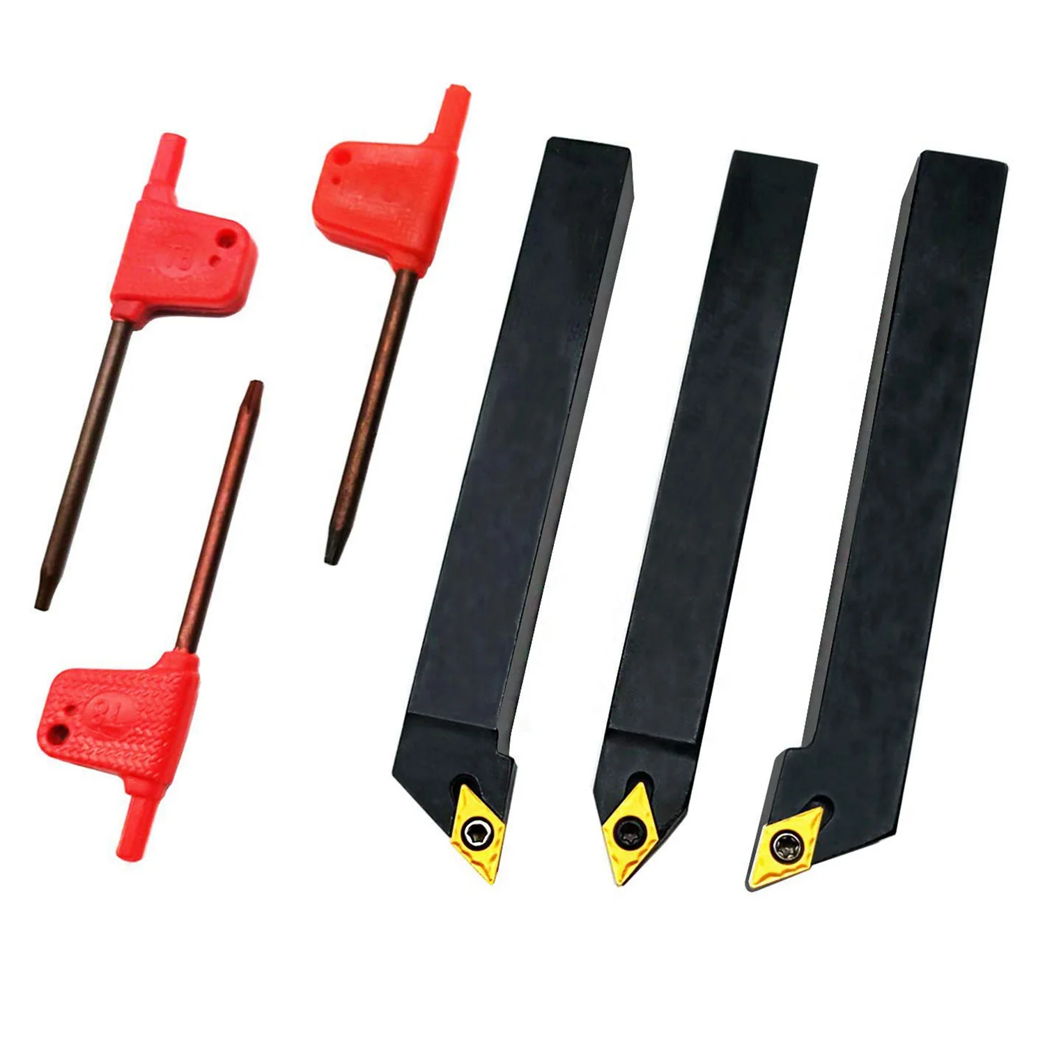 A77I 13 Pcs CNC Lathe Cutter: 3Pcs 1/2 Inch CNC Lathe Carbide Turning Tools Indexable Holder Set & 10Pcs DCMT070204 YBC251 Blade