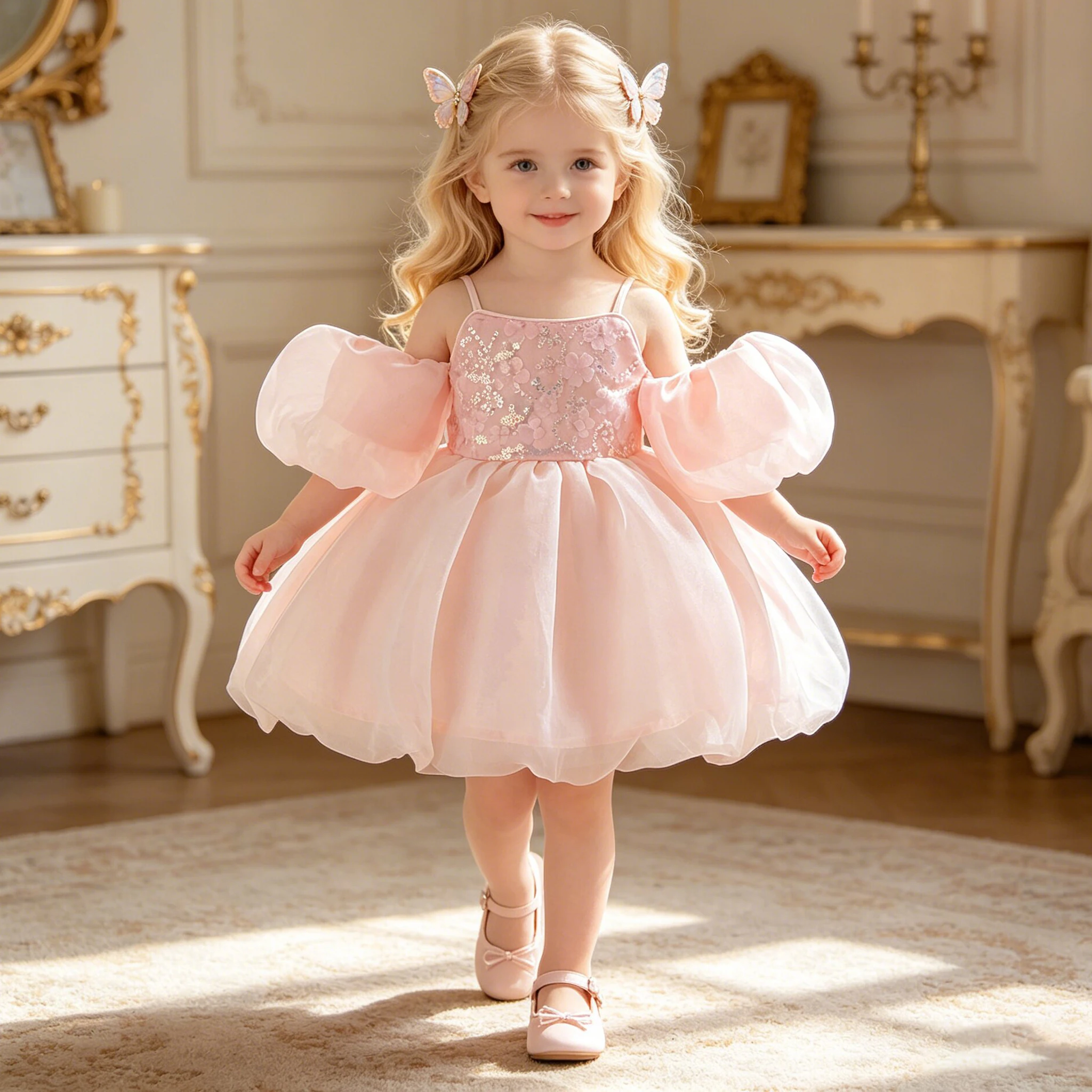 Toddler Sequins Party Baby Girl Dresses Elegant Baptism 1st Birthday Wedding Princess Evening Dress Girls Bridesmaids Prom Gown