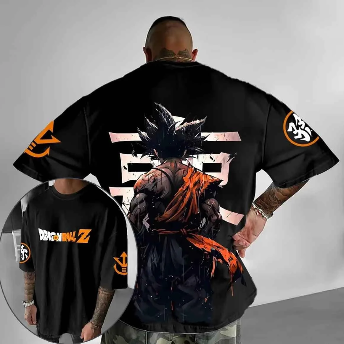 Summer Y2k Clothes Dragon Ball Goku Saiyan Men's Oversized T-shirt Anime Print Cotton Short Sleeve Tee Daily Loose Casual Tops
