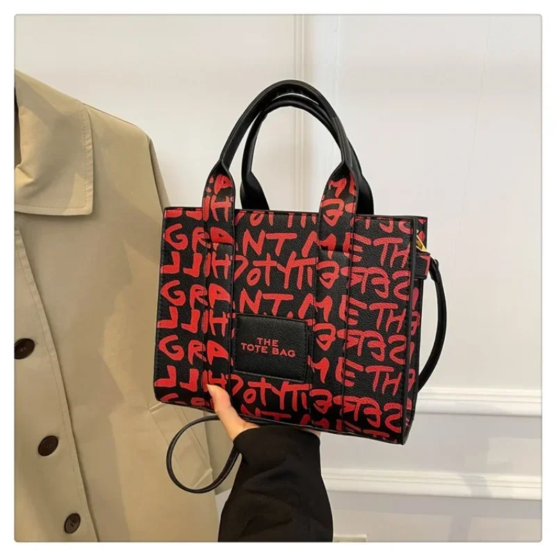 Bolso de mano de Graffiti creativo para mujer, bolso cruzado con letras de mano, personalidad de moda, un solo hombro, oblicuo