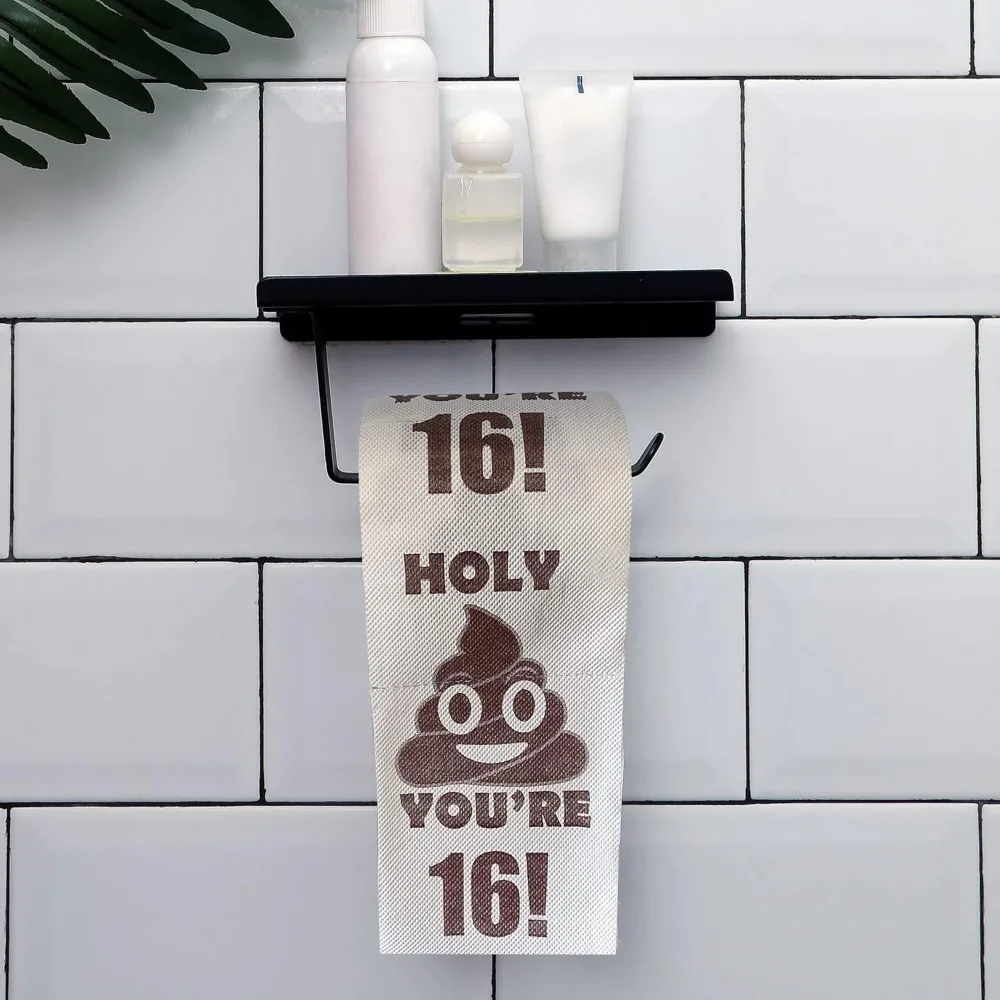 Happy 16th Birthday Gift Fun Toilet Paper Roll,Holy Poop You're 16 Printed Toilet Paper Prank Gift