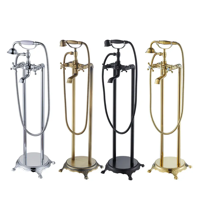 Floor-to-ceiling concubine bathtub faucet bathroom hot and cold double-column shower shower bathtub edge column type