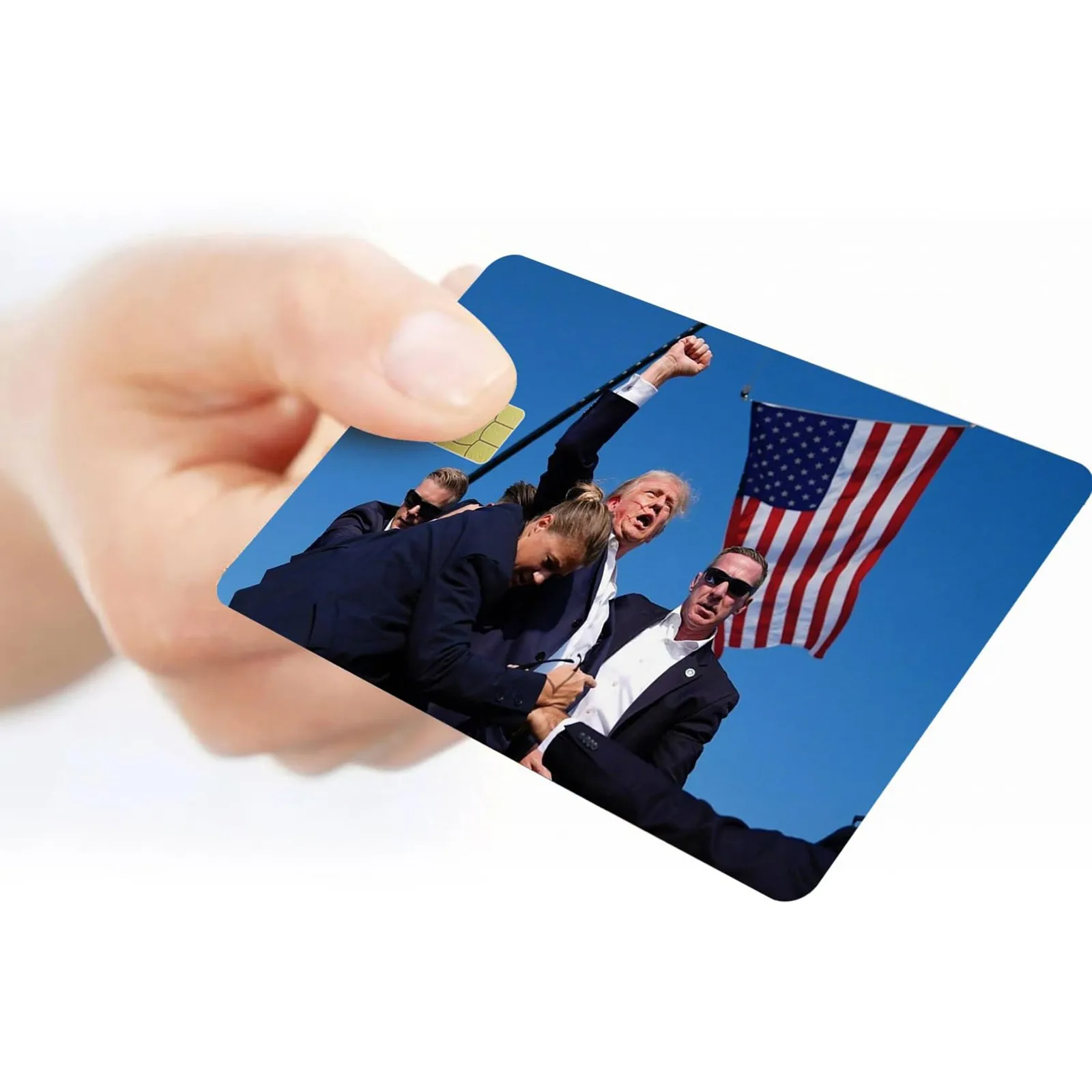 1pc/10pc 2024 Trump Assassination Stickers Personalized Credit Card Sticker Design Fun Stickers Trump Survived Fight Strong