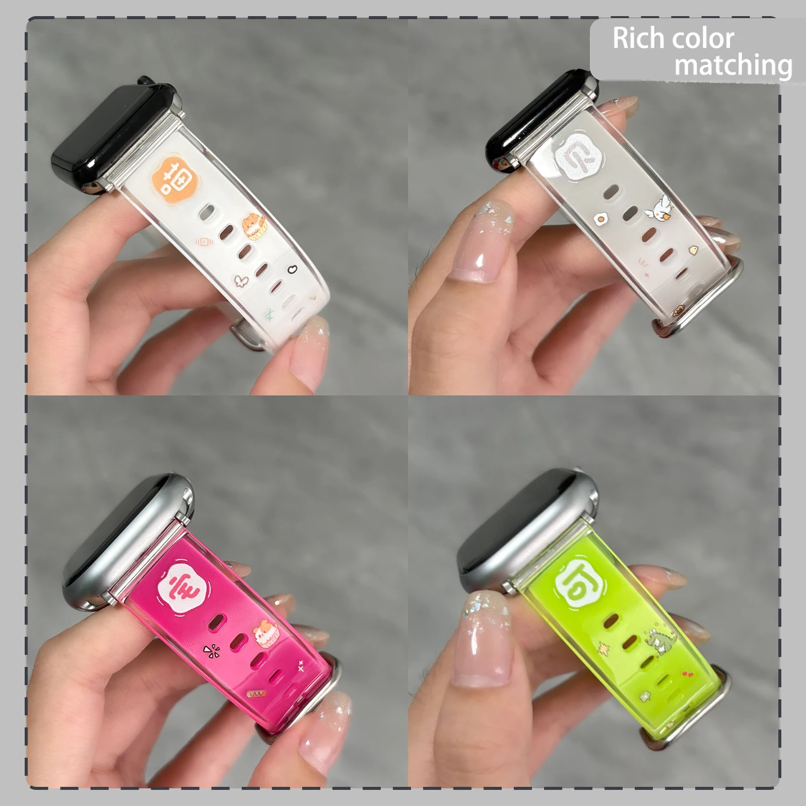 حزام سلسلة الكلمات الشفافة لساعة أبل 10 9 8 7 سوار قابل للاستبدال لساعة iWatch 46 مللي متر 42 مللي متر 41 مللي متر 40 مللي متر