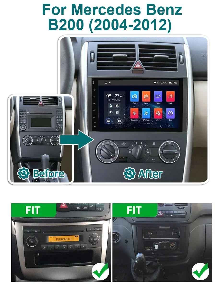 Carplay 9 ''Bildschirm Android 14 Autoradio für Benz B-Klasse B200 W245 B160 B170 B180 V-Klasse W639 Vito Viano Autoradio 2 Din 4G lte – Detail 2