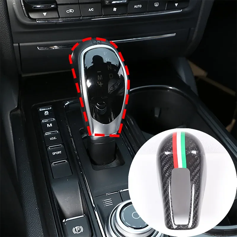 

For Maserati Ghibli Quattroporte Levante 2013-18 Carbon Fiber Car Gear Shift Knob Head Frame Cover Trim Sticker Car Accessories