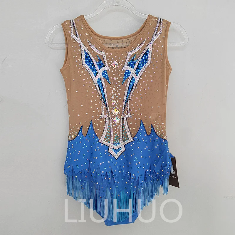 LIUHUO Rhythmic Gymnastics Leotard Competitive Gymnastics Performance Clothing Beautiful Blue Leotard