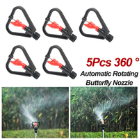 5pcs Garden Water Sprinkler 360 Degrees Automatic Rotation 1/2 Misting Nozzle Plastic Rain Nozzle Irrigation Accessory For Lawn