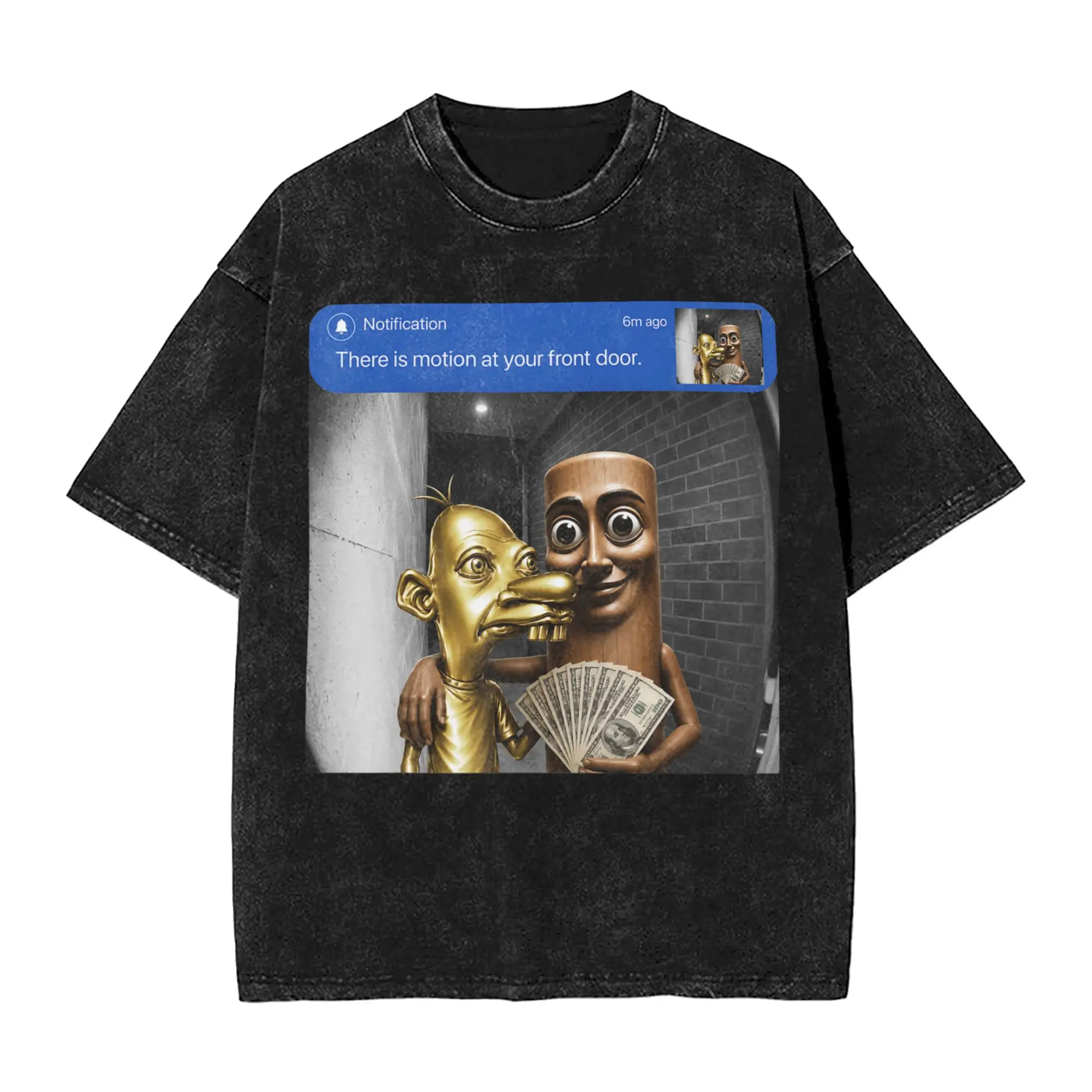 Hipster There is Motion at Your Front Tung Tung Sahur Money T-Shirt Men Crew Neck Cotton T Shirt Short Sleeve Tees Gift Clothing