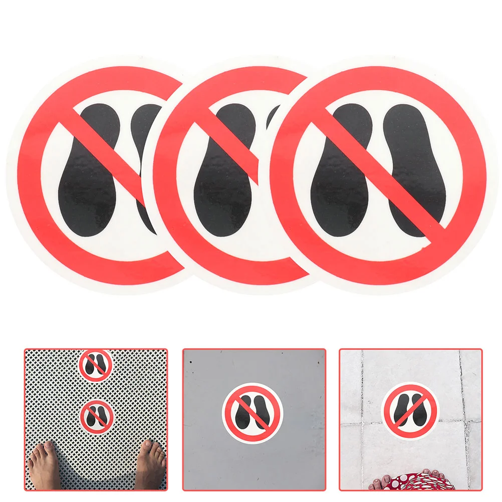 3 Pcs Do Not Step on Stickers Circle Round Warning Sign Floor Here Label Safety Security Caution Pp Stepping Labels