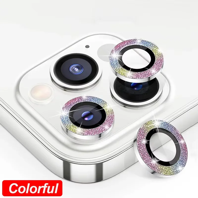 

Glitter Camera Lens Protector For iPhone 17 Pro Max 15 16 14 Plus 11 Pro Max 13 12 Mini 17 Air Protective Glass Lens Metal Ring