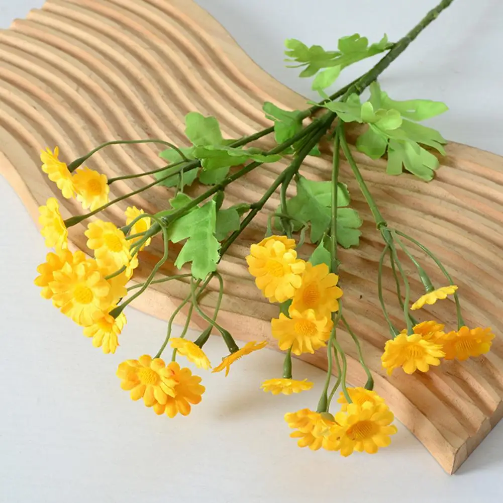 Ramo de Flores Decorativas, Flores Artificiales, 30 Cabezas de Camomila de Seda, Estilo Pastoral, Flores Falsas para Decoración de Paredes en Bodas y Eventos