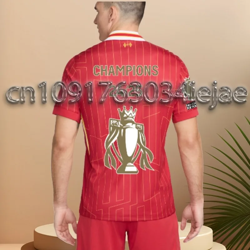 

MOTO-Men's CHAMPIONS 24/25 &Gold Trophy Short Sleeve Home Football Shirt Training Soccer Uniform Liverpool Breathable Jersey