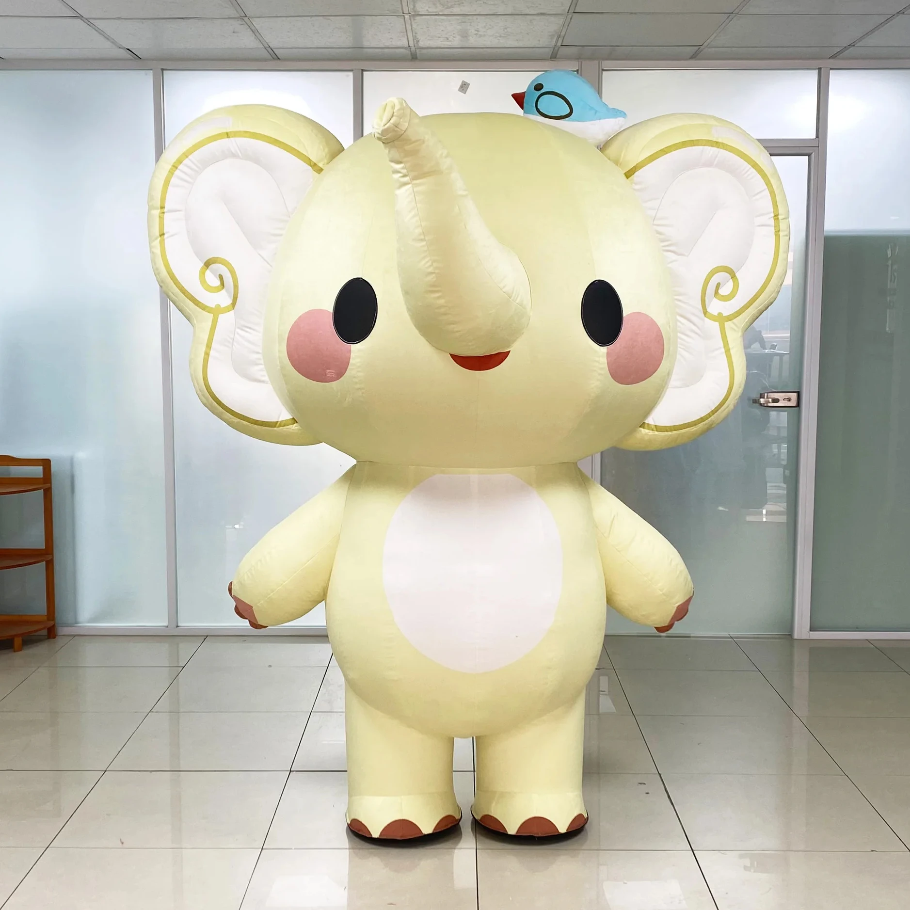 Full Customization Cute Inflatable Elephant Mascot Yellow Moving Custom Mascot Costume Inflatable Walking Cartoon Character
