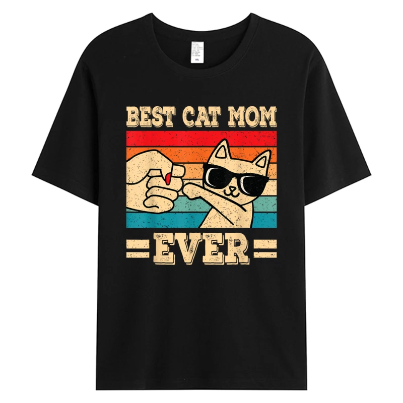 

Футболка Best Cat Mom Ever 5XL Мужская футболка унисекс Забавный кот Ретро Винтаж Футболка для любителей кошек Подарок на День матери Хлопковая ткань Slim Fit