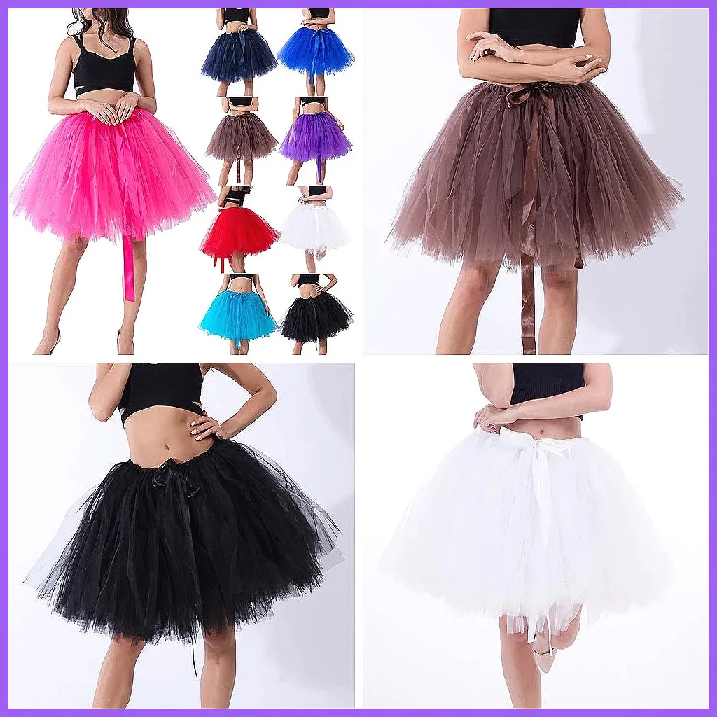 

Women's Tutu Skirt Short Party Club Wear, Sparkle Mesh Ballet Dance Skirt for Adult
