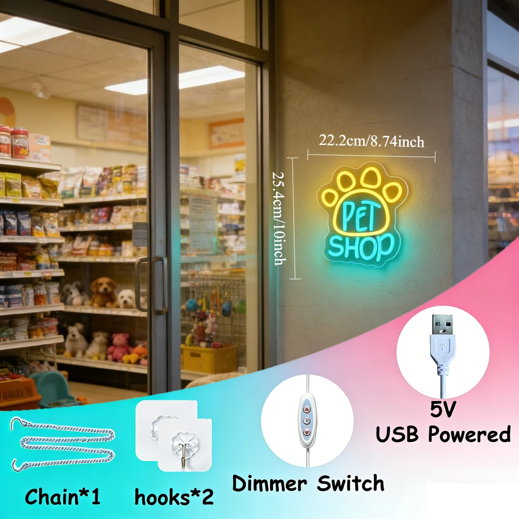 Pet Shop Neon Sign LED Wall Ar - Commercial Window Printing 评论和价格