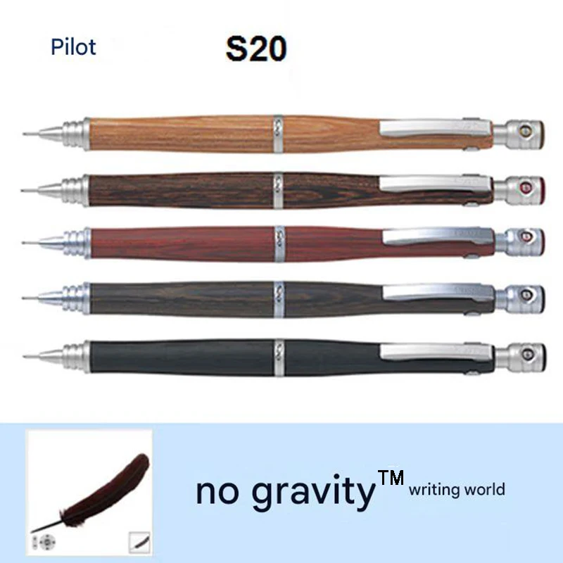 PILOT HPS-2SK S20 Wood Shaft Automatic Pencils 0.5mm Natural Wood Grain Premium Feel Writing Mechanical Pencil Japan Import Gift