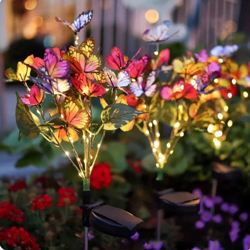 

Wedding Holiday Courtyard Decor Solar Simulation Flower Butterfly Lawn Lights Ground Plug Garden Lights 2025 Ramadan Decoration