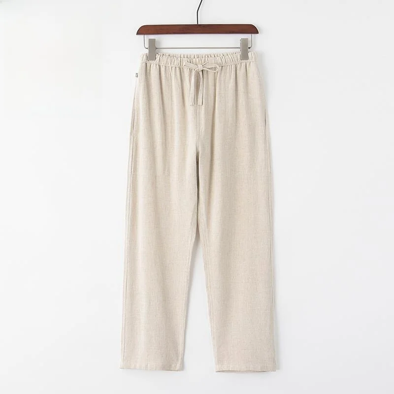 

Men's Cotton Linen Straight Leg Pants Summer Thin Casual Versatile Loose Fit Chinese Tang Suit Material Long Trousers