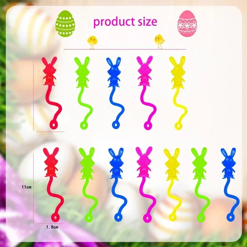 柔らかいTPR素材の粘着性のある手を持つウサギ型のおもちゃ、子供向け、丈夫で伸縮性のある壁登り小型おもちゃ、イースターバスケットやパーティーに最適
