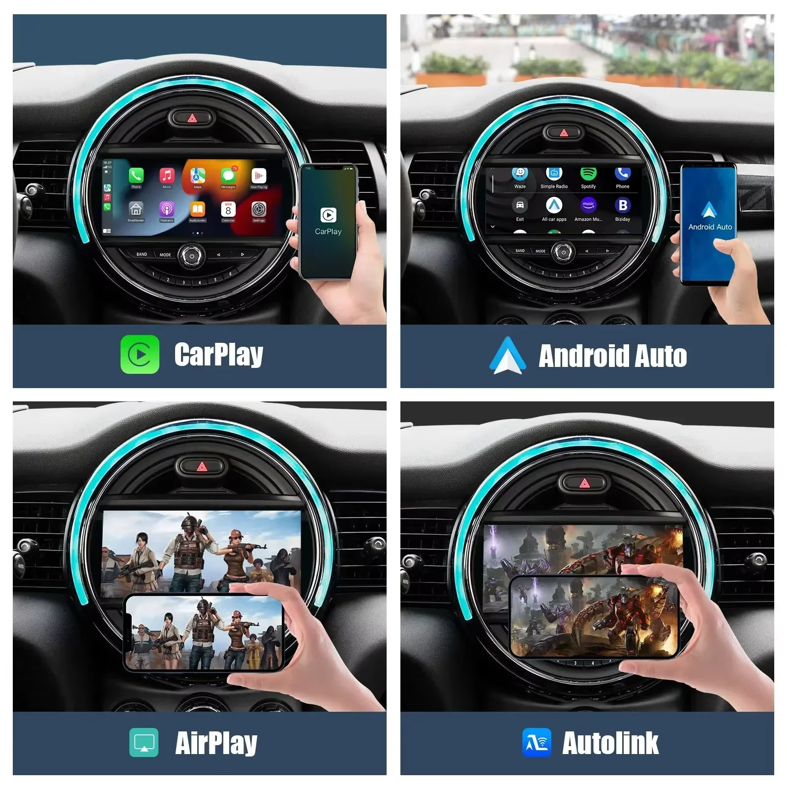 For BMW Mini R55 R56 R57 R58 R59 R60 R61 F54 F55 Clubman Countryman Hardtop John Cooper F56 F57 Wireless CarPlay Android Auto