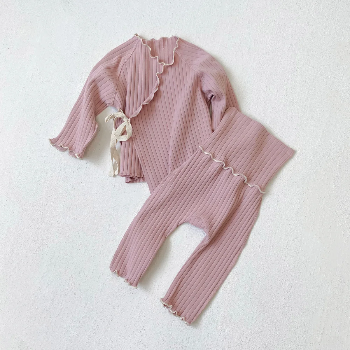 0-24M Newborn Kid Baby Boy Girl Clothes Set Long Sleeve T Shirt Top Pant Suit Cotton Two Piece Pajamas Set Elegant Homewear