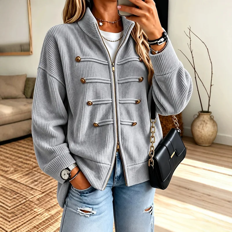 2027 Women'S Fashion Casual Zip Up Cardigan Jacket Coat Soft Comfortable Daily Wear Outerwear For Spring Fall Winter