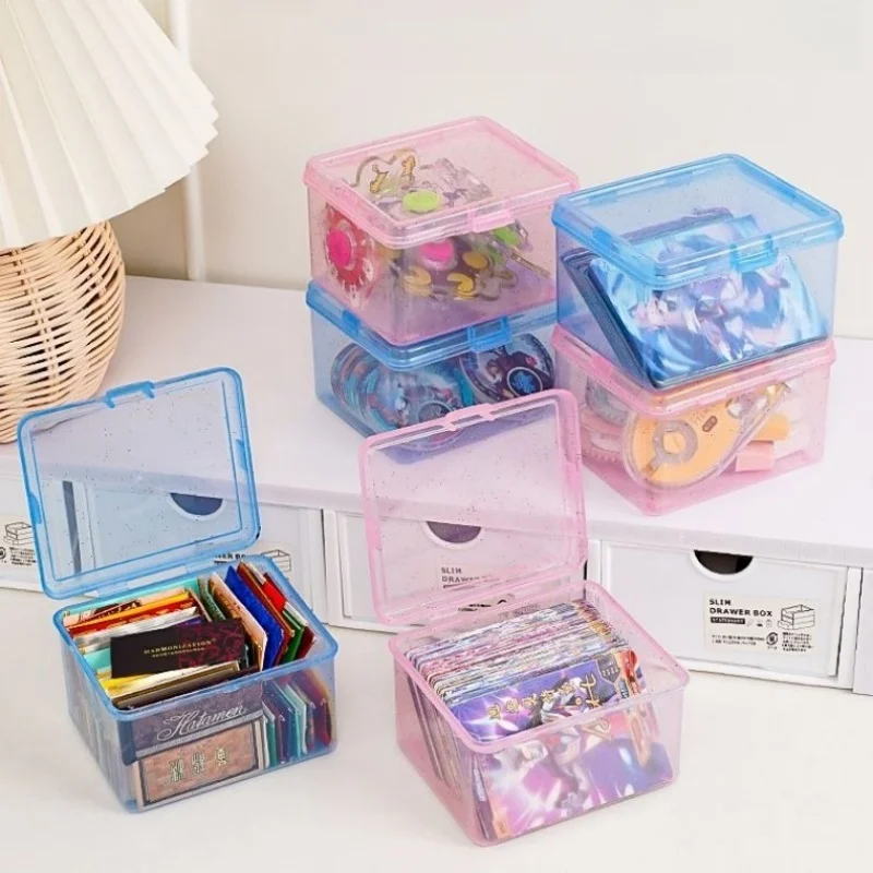 Transparent Plastic Storage Boxes Photocards Small Card Storage Box Desk Organizer Box Classification Box Stationery