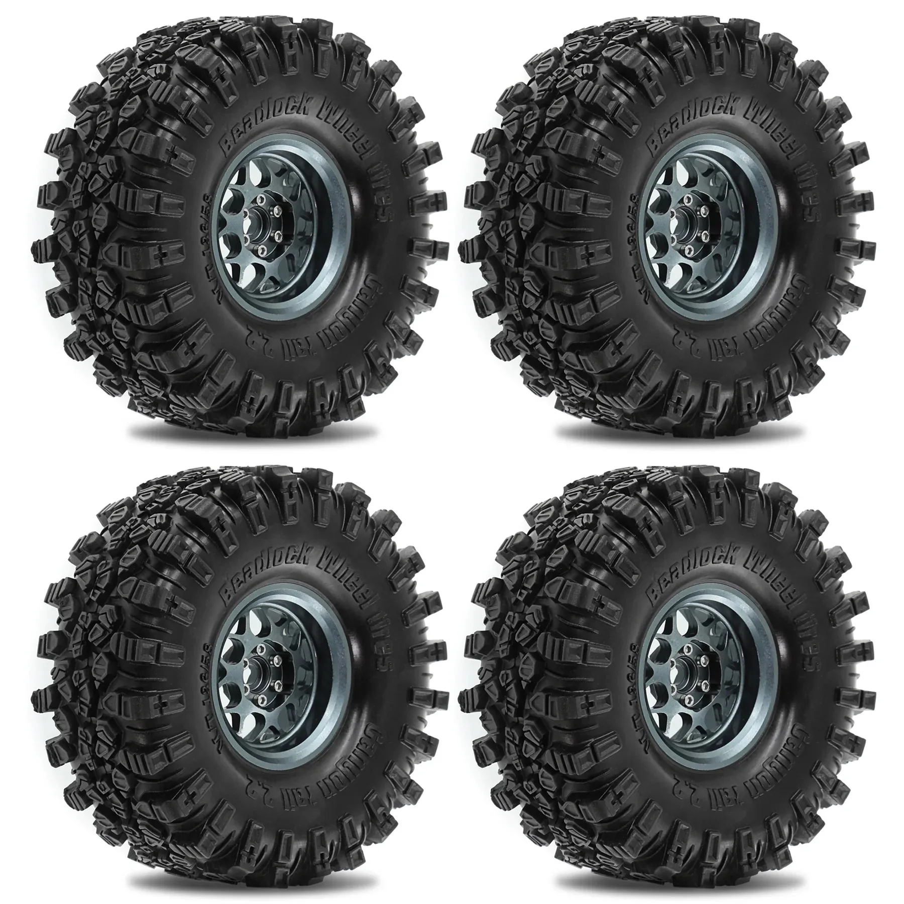 

4Pcs 2.2" Beadlock Wheel Rim Rubber Tire Set for 1/10 RC Crawler TRX-4 Axial SCX10 90046 D90 Voodoo