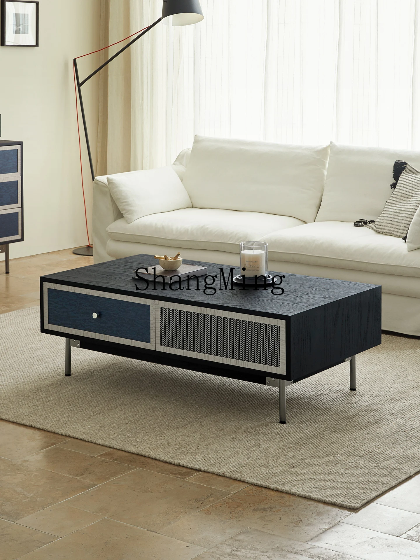 

CL solid wood rectangular coffee table living room household small apartment new high-end tea table modern and simple
