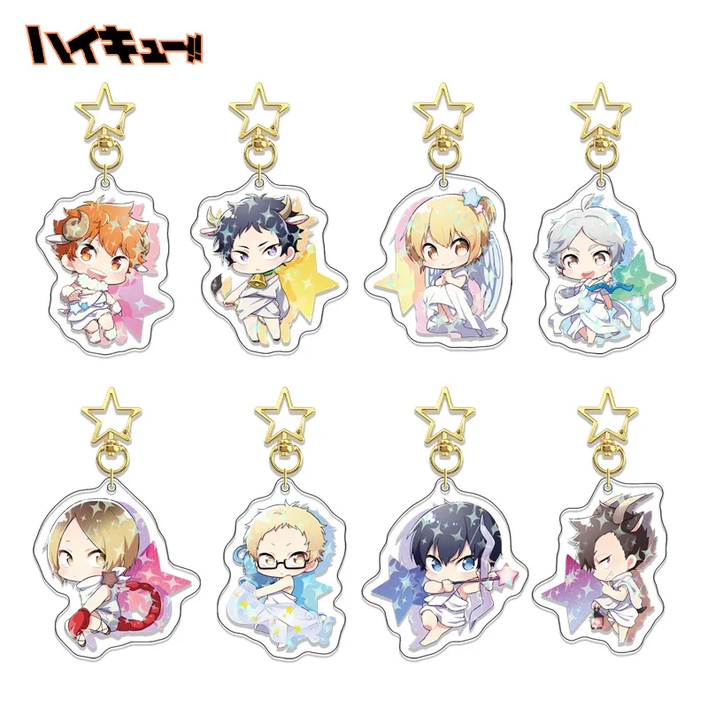 Anime Acrylic Key Chains Tobio Kageyama Kei Tsukishima Kotaro Bokuto Shoyo Hinata Volleyball HD Pattern Kids Gifts Toys Cosplay