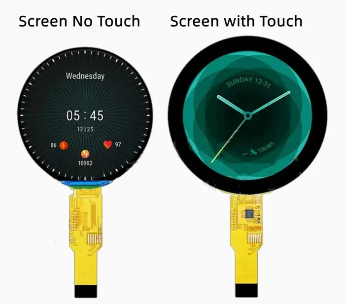 IPS 1.8 inch 15PIN SPI 262K Color TFT LCD Capacitive Round Screen ST77916 Drive IC 360(RGB)*360 Intelligent Wear Knob Screen