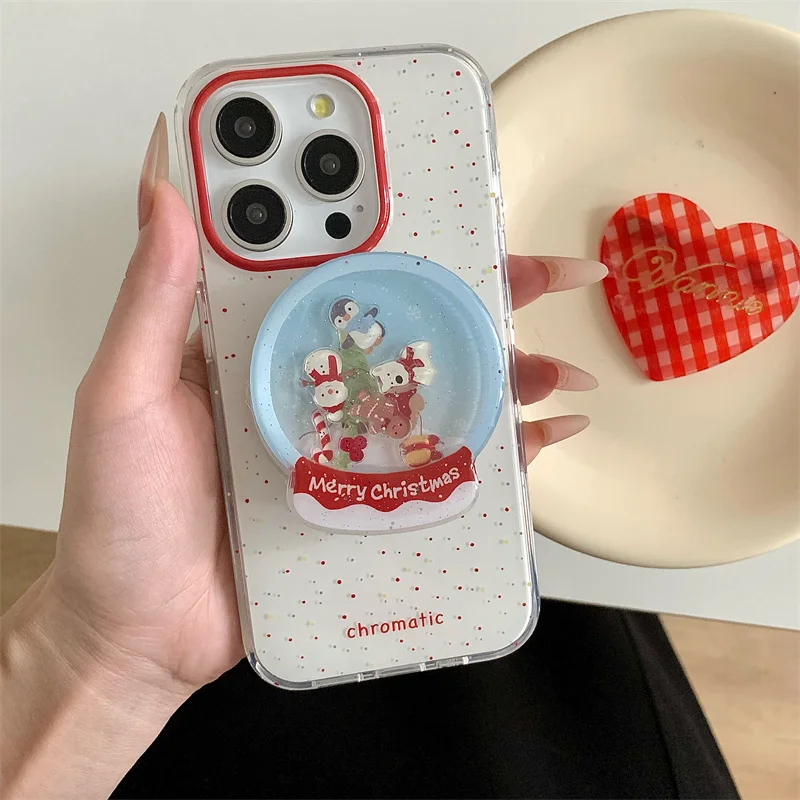 Cute Christmas wish tree Gingerbread Man Elk Bear Magnetic Holder Case For iPhone 13 14 15 16 pro Max Magsafe Wireless Charge