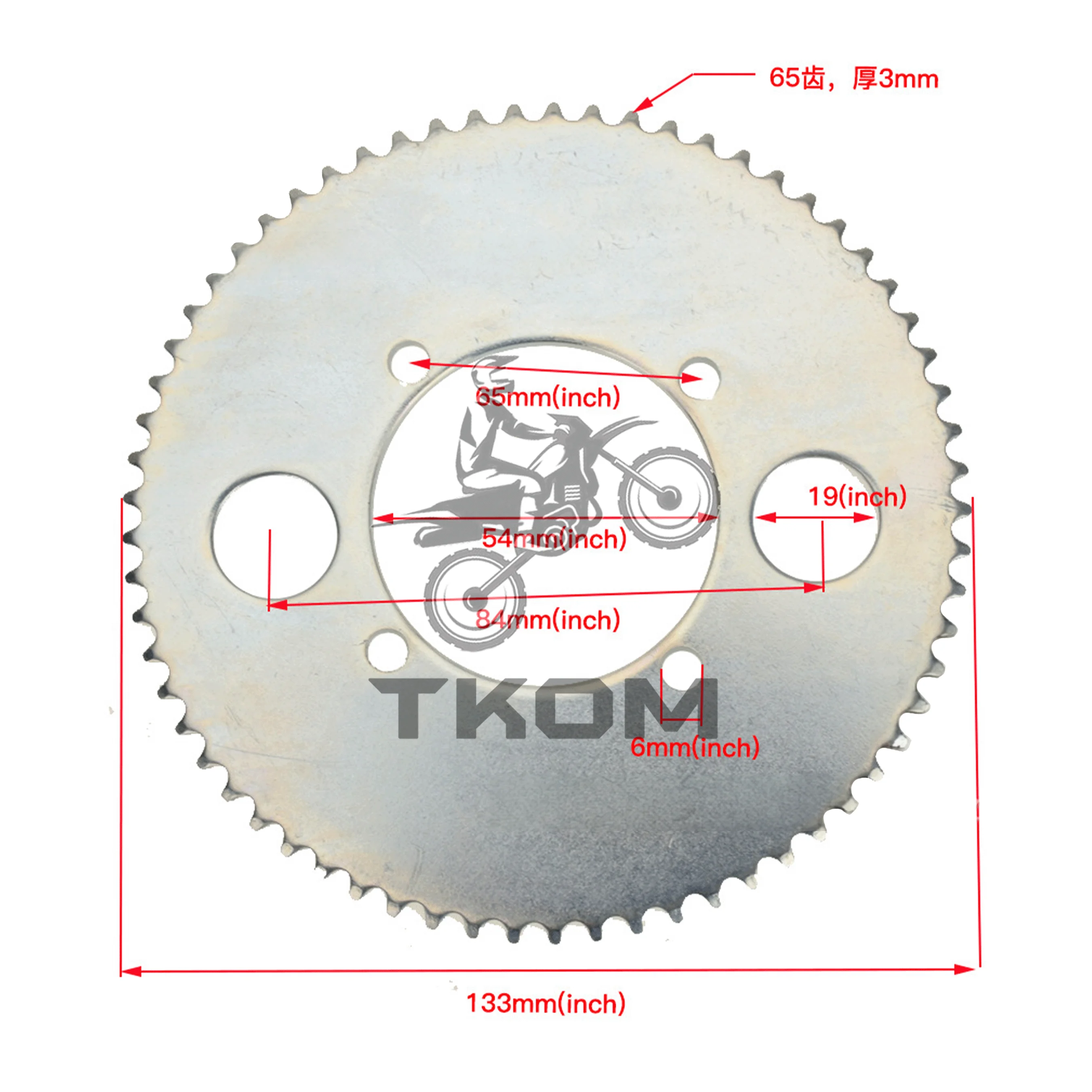 

25H 65T Tooth 54MM Rear Sprocket Universal motorcycles for 47CC 49CC Mini Moto ATV Quad Dirt Pit Pocket Bike