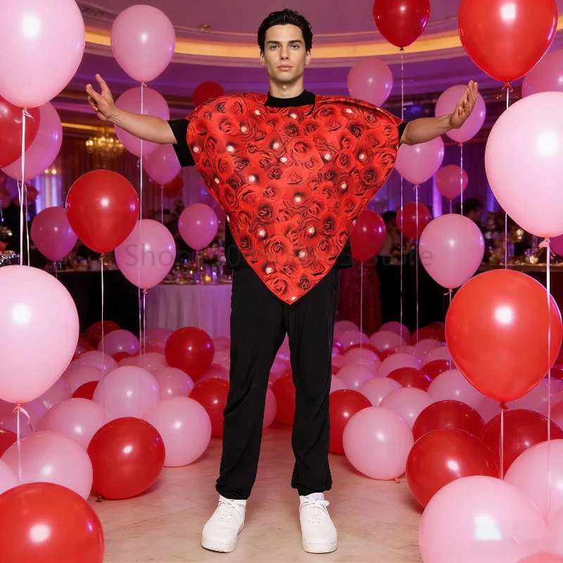 

Love Heart Red Rose Flower Outfit Couple Party Dress Up Romantic Gift Valentine's Day Cosplay Stage Performance Set