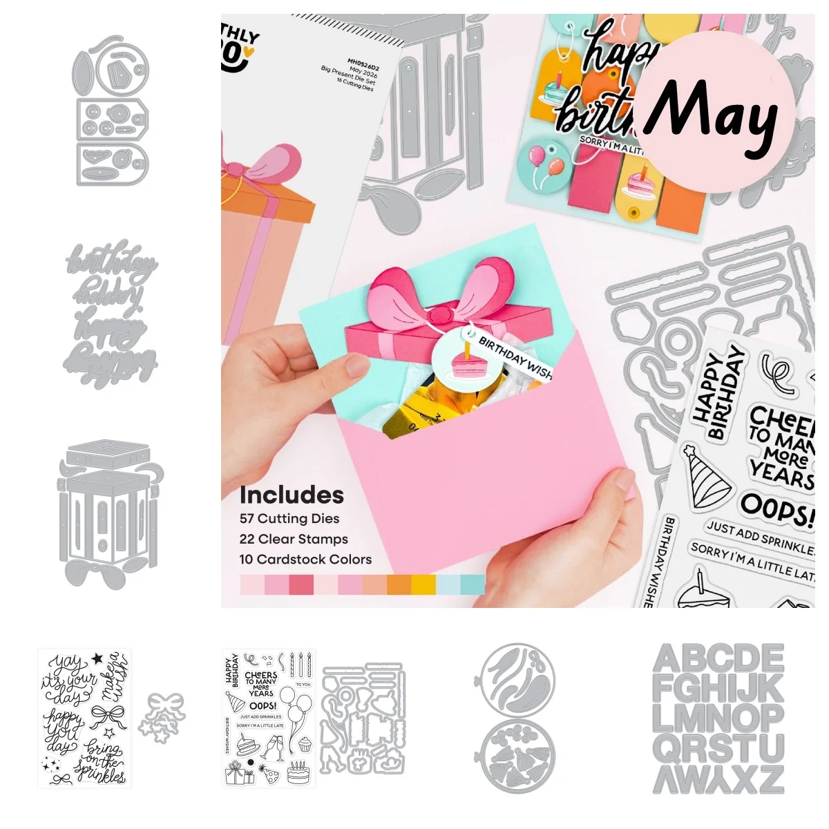 May 2026 Balloon Shaker Present Tags Metal Cutting Dies Clear Stamps Stencil For DIY Making Gift Card Scrapbook Decoration