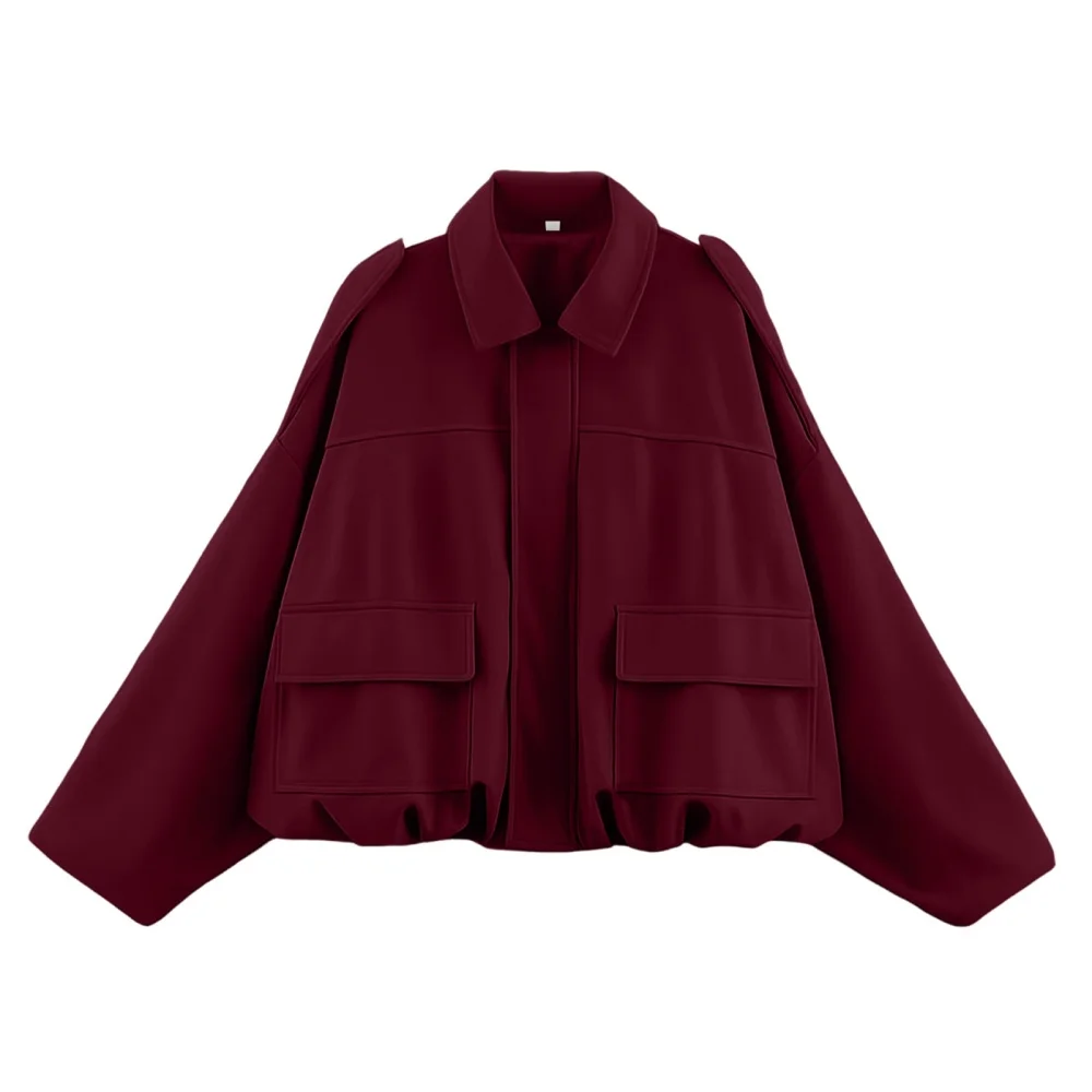 Zipper Closure Bat Sleeve Women's Jacket with Suede Texture Ideal for Casual Holiday and Club Apparel Across Seasons