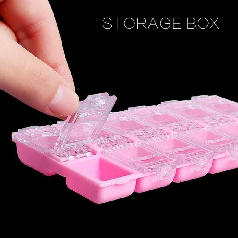 12 Grids Plastic Empty Storage Box Nail Accessories Manicure Colorful Jewelry Beads Display Container Case Organizer Holder Tool