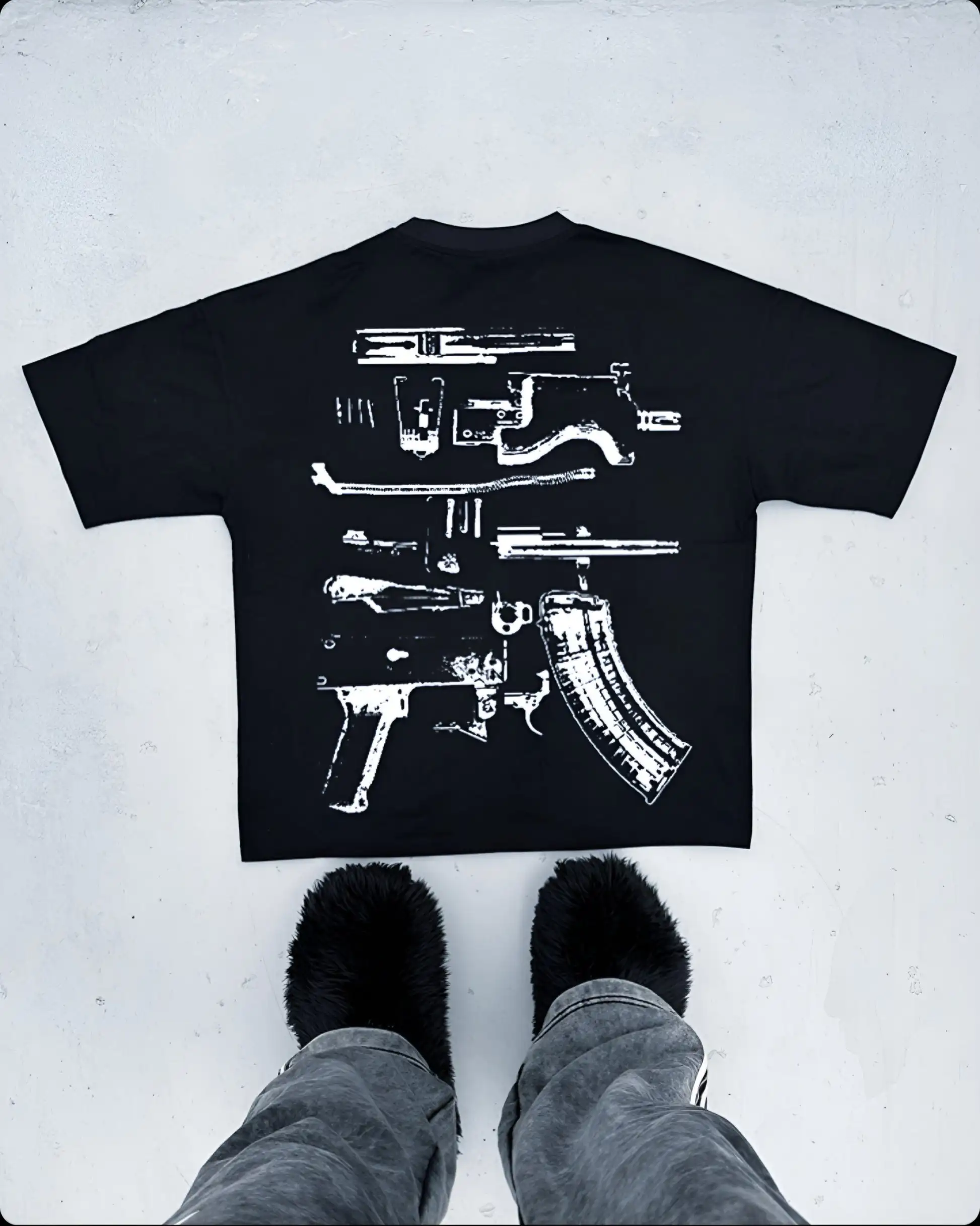Vintage letter gun print graphic t shirts harajuku oversized t shirt gothic pro choice streetwear y2k tops goth men clothing
