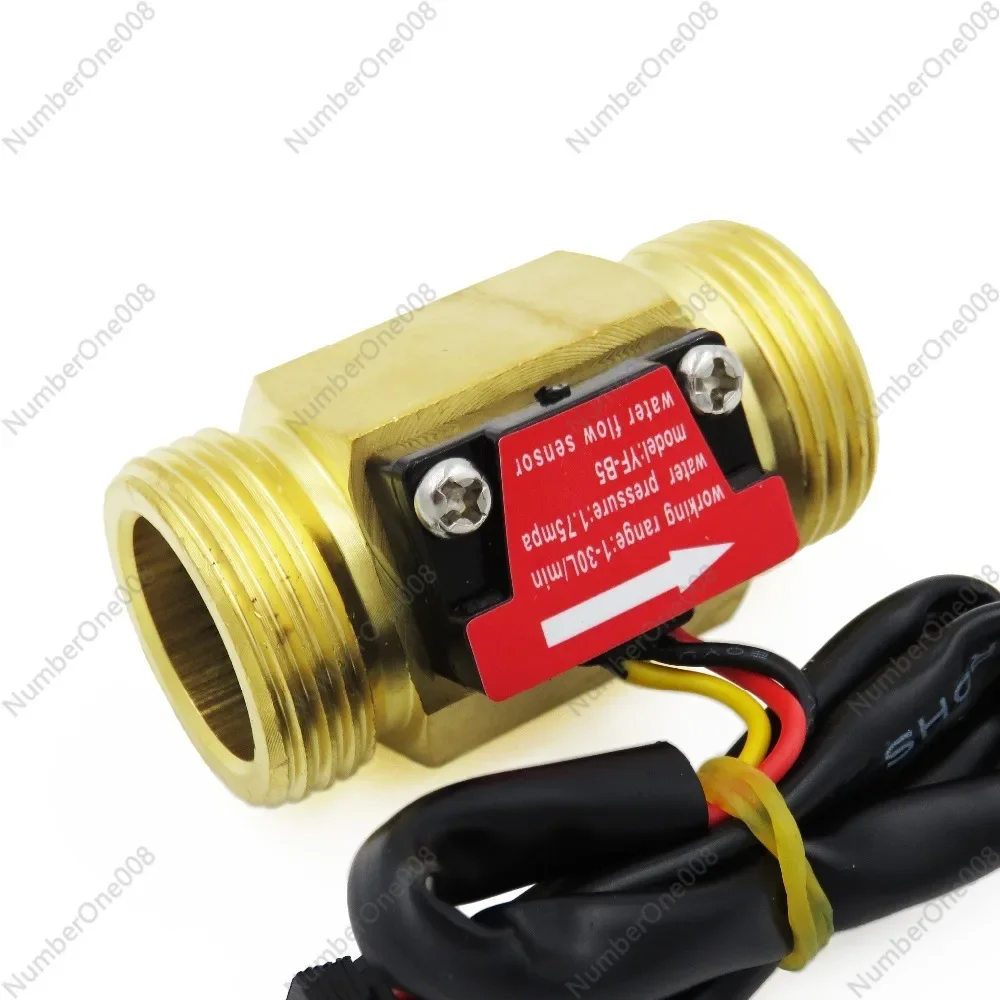 Hall Effect Water Flow Sensor Counter Indicator Flowmeter G3/4 DN20 Male Thread Brass 1-30L/min 50mm Long