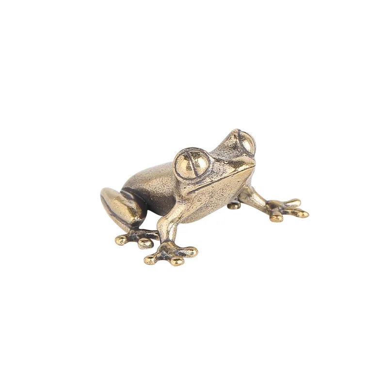 Retro Brass Mini Frog Miniatures Figurines Vintage Animal Figurine Toad Desktop Ornaments Home Decoration Crafts Tea Pet Decor