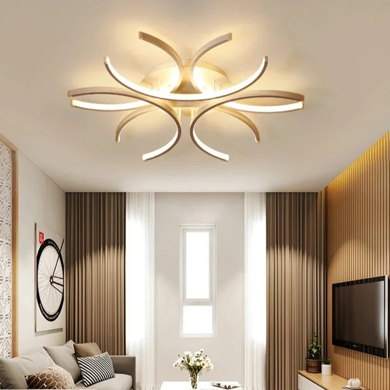 

Modern Led Chandelier Lights White Ceiling Lamp for Bedroom Circle Attic Living Dining Room Kitchen Interior Lighting Fixture