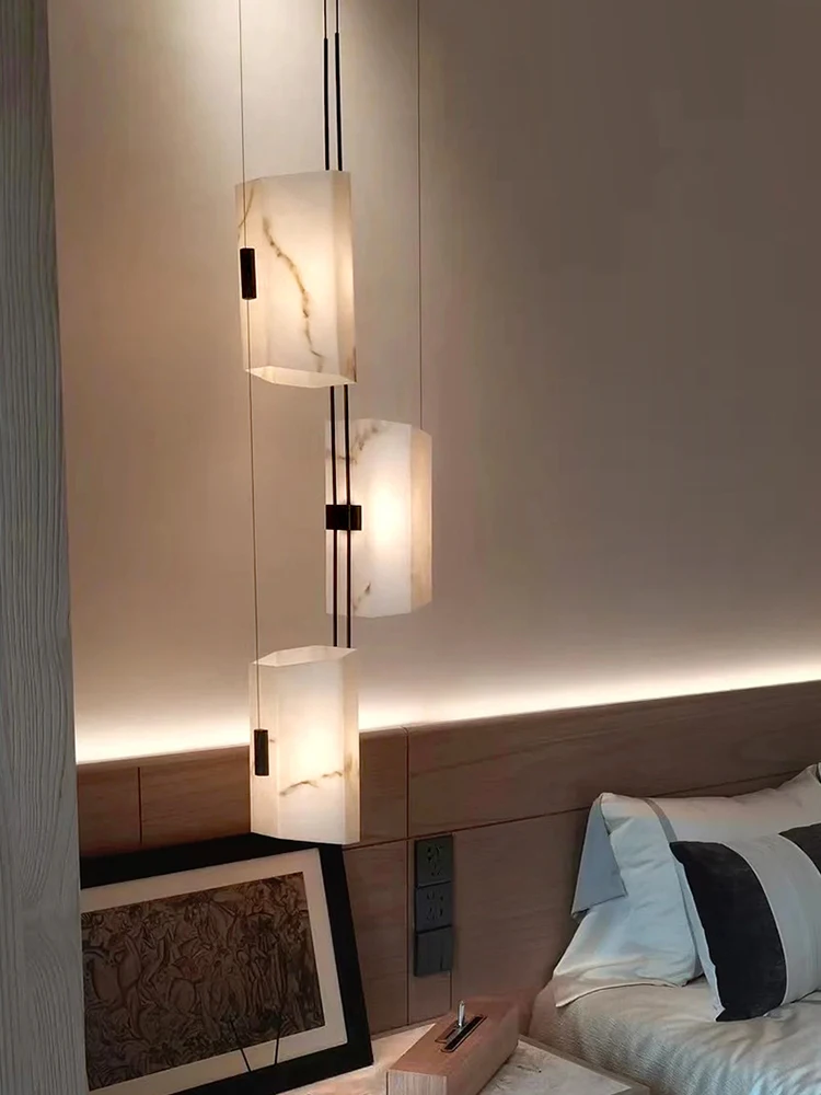 Postmodern Faux Marble Light Fixture Bedside Chandelier Dining Table Ceiling Decoration LED Lamp Trendy Lighting Fixture Lustre image 6