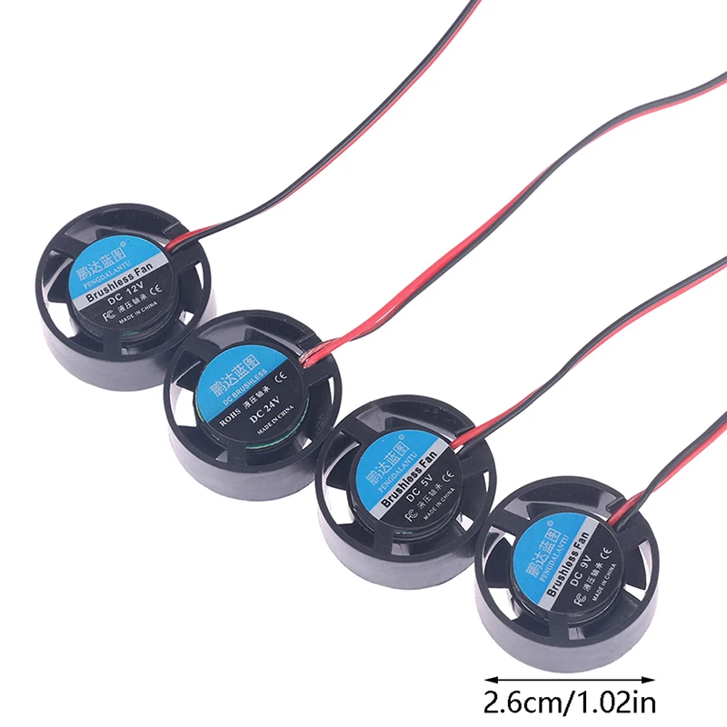 1Pc Notebook Micro Cooling Fan 25.5x10mm 5V 9V 12V 24V Round Mini For Led Lamps Computer Radiator